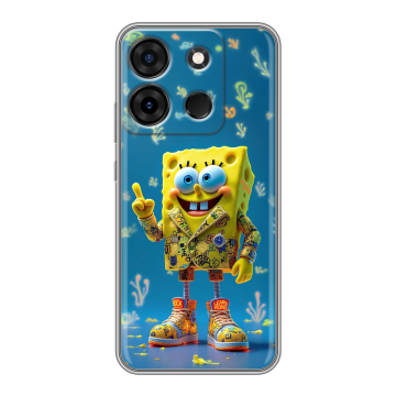 Силиконовый чехол на Infinix Smart 7 Plus с принтом Спанч боб Спанчбоб