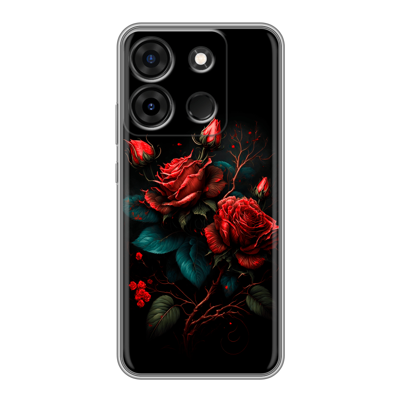 Силиконовый противоударный чехол на Infinix Smart 7 Plus с принтом Розы красные Силиконовый противоударный чехол на Infinix Smart 7 Plus с принтом Розы красные