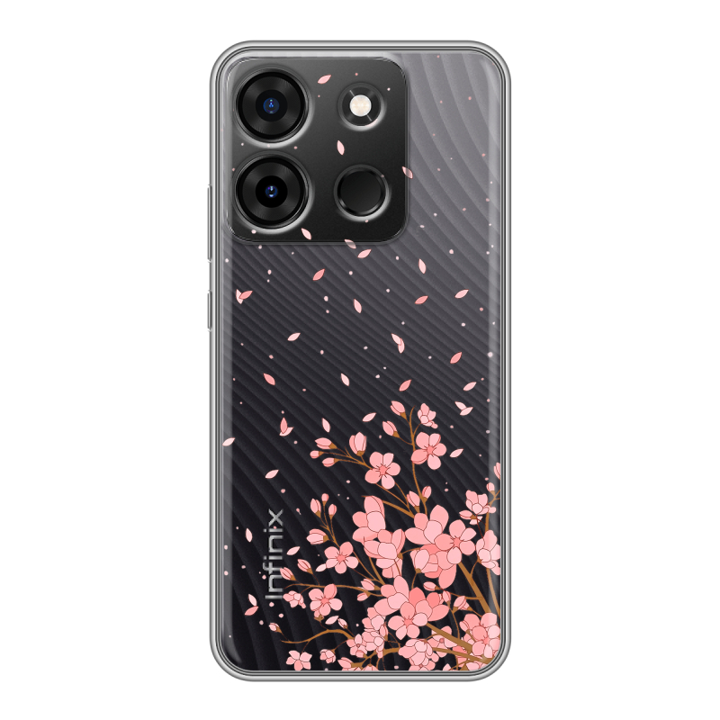 Силиконовый противоударный чехол на Infinix Smart 7 Plus с принтом Ветка сакуры Силиконовый противоударный чехол на Infinix Smart 7 Plus с принтом Ветка сакуры