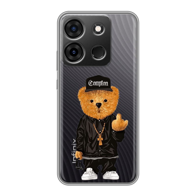 Силиконовый противоударный чехол на Infinix Smart 7 Plus с принтом Мишка Силиконовый противоударный чехол на Infinix Smart 7 Plus с принтом Мишка