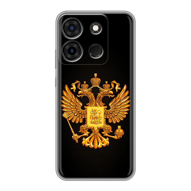 Силиконовый чехол на Infinix Smart 7 Plus с принтом Герб России желтый Силиконовый чехол на Infinix Smart 7 Plus с принтом Герб России желтый
