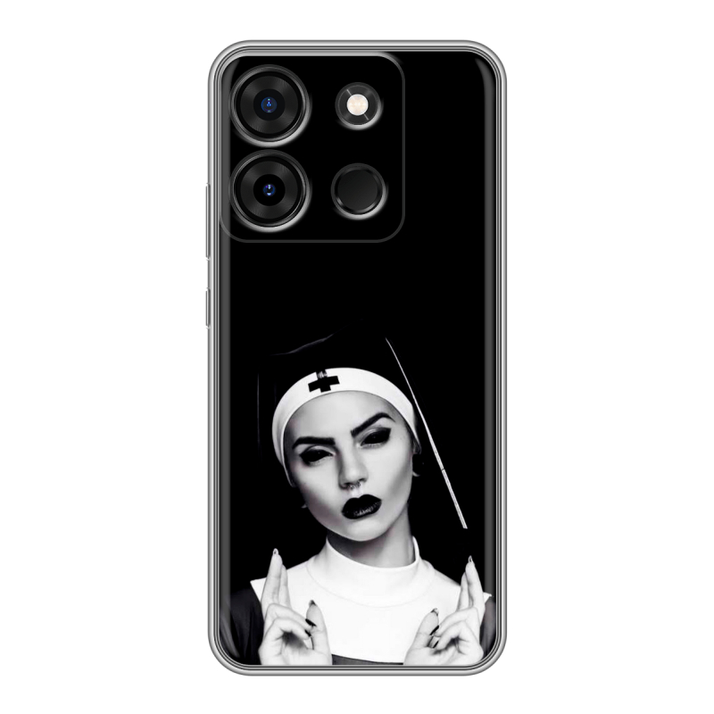 Силиконовый чехол на Infinix Smart 7 Plus с принтом монашка Силиконовый чехол на Infinix Smart 7 Plus с принтом монашка
