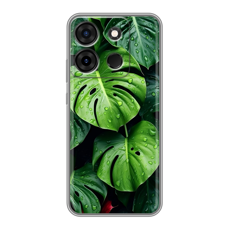 Силиконовый противоударный чехол на Infinix Smart 7 Plus с принтом Листья Силиконовый противоударный чехол на Infinix Smart 7 Plus с принтом Листья