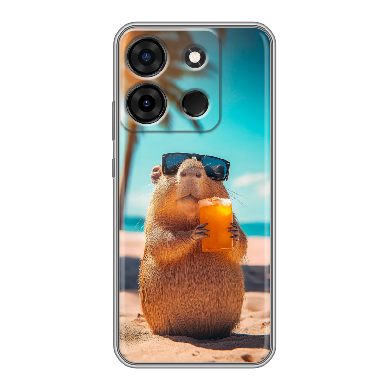 Силиконовый противоударный чехол на Infinix Smart 7 Plus с принтом Капибара Силиконовый противоударный чехол на Infinix Smart 7 Plus с принтом Капибара