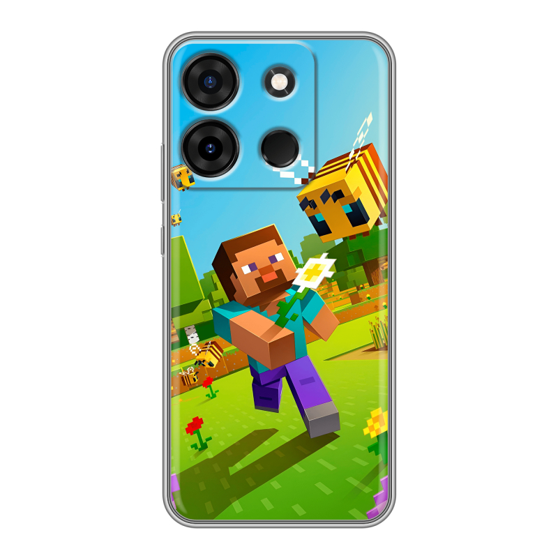 Силиконовый чехол на Infinix Smart 7 Plus с принтом Майнкрафт Minecraft Силиконовый чехол на Infinix Smart 7 Plus с принтом Майнкрафт Minecraft