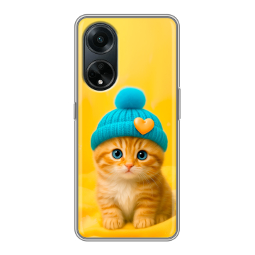 Силиконовый чехол на OPPO A98 с принтом Котенок в шапке Силиконовый чехол на OPPO A98 с принтом Котенок в шапке