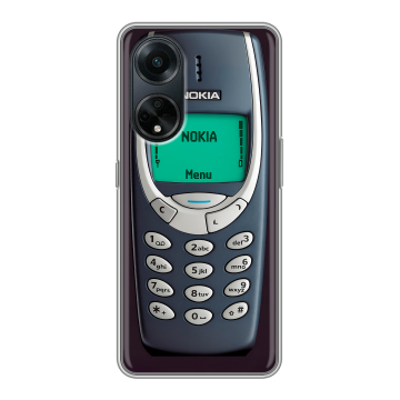 Силиконовый чехол на OPPO A98 с принтом Старый телефон