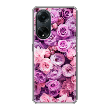 Силиконовый чехол на OPPO A98 с принтом лавандовые розы Силиконовый чехол на OPPO A98 с принтом лавандовые розы