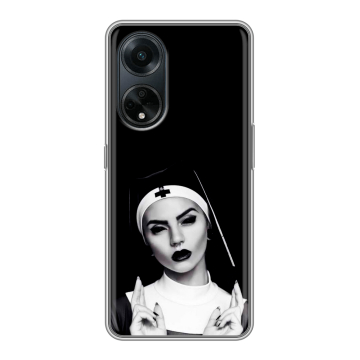 Силиконовый чехол на OPPO A98 с принтом монашка Силиконовый чехол на OPPO A98 с принтом монашка