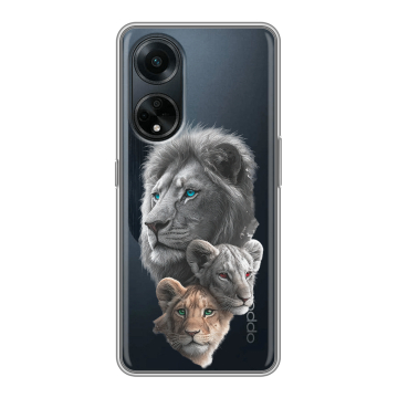 Силиконовый чехол на OPPO A98 с принтом Львы Силиконовый чехол на OPPO A98 с принтом Львы