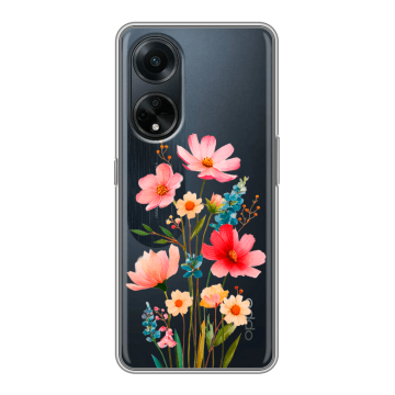 Силиконовый чехол на OPPO A98 с принтом Цветы Силиконовый чехол на OPPO A98 с принтом Цветы