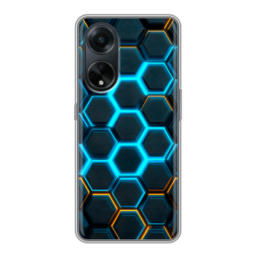 Силиконовый чехол на OPPO A98 с принтом Неоновые соты Силиконовый чехол на OPPO A98 с принтом Неоновые соты