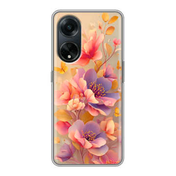 Силиконовый чехол на OPPO A98 с принтом Цветы и бабочки Силиконовый чехол на OPPO A98 с принтом Цветы и бабочки