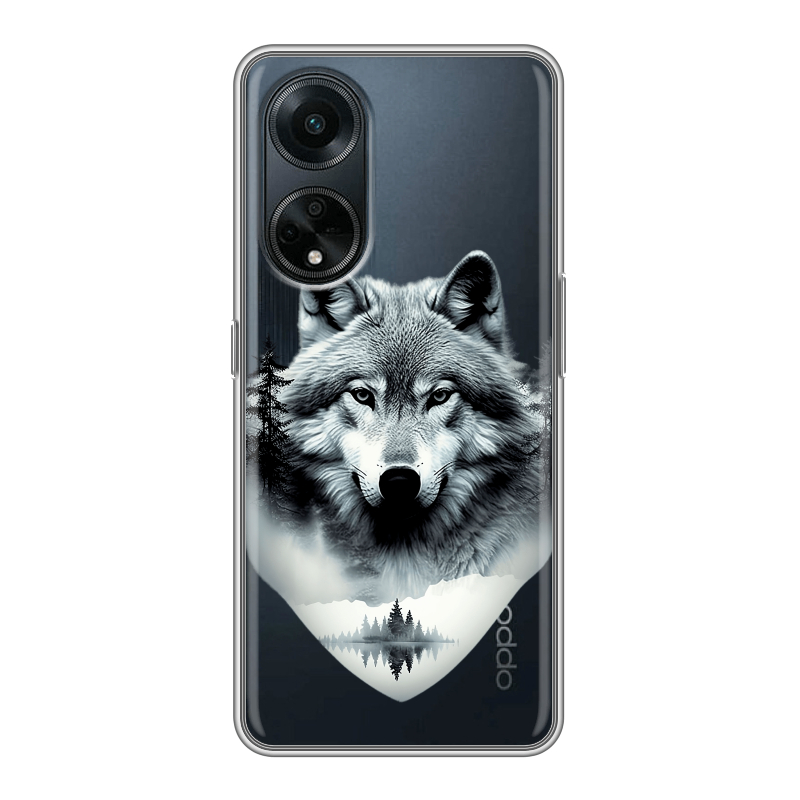 Силиконовый чехол на OPPO A98 с принтом Волк в лесу Силиконовый чехол на OPPO A98 с принтом Волк в лесу