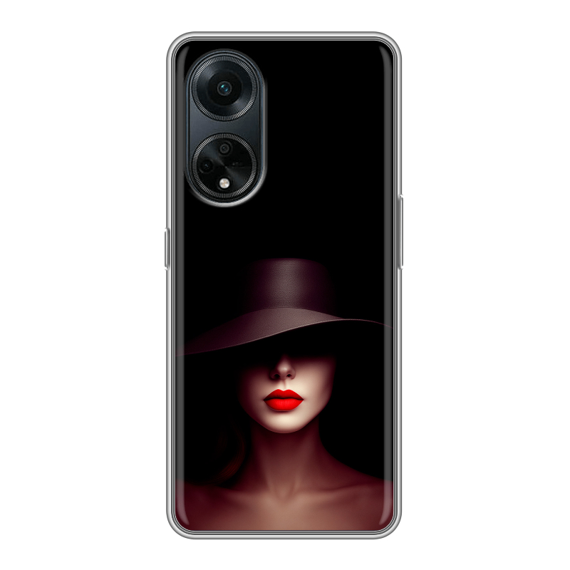 Силиконовый чехол на OPPO A98 с принтом Девушка в шляпе Силиконовый чехол на OPPO A98 с принтом Девушка в шляпе