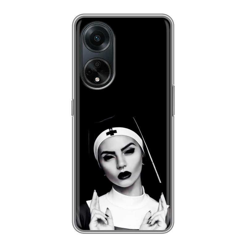 Силиконовый чехол на OPPO A98 с принтом монашка Силиконовый чехол на OPPO A98 с принтом монашка