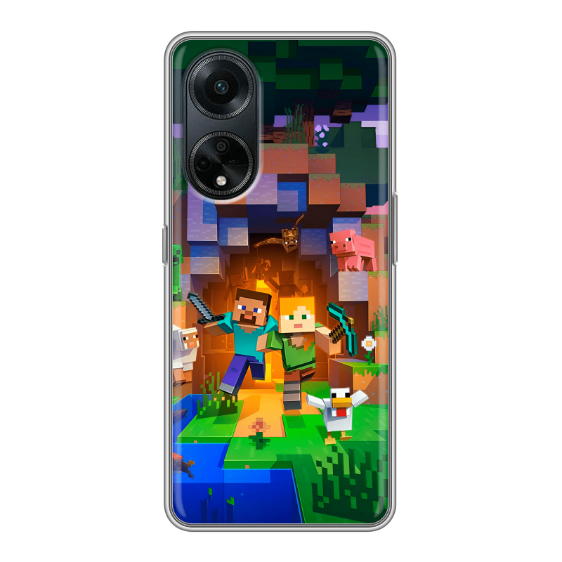 Силиконовый чехол на OPPO A98 с принтом Майнкрафт Minecraft Силиконовый чехол на OPPO A98 с принтом Майнкрафт Minecraft