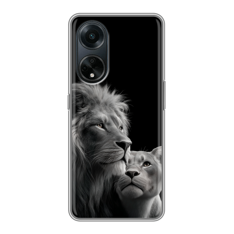 Силиконовый чехол на OPPO A98 с принтом Лев кошки Силиконовый чехол на OPPO A98 с принтом Лев кошки