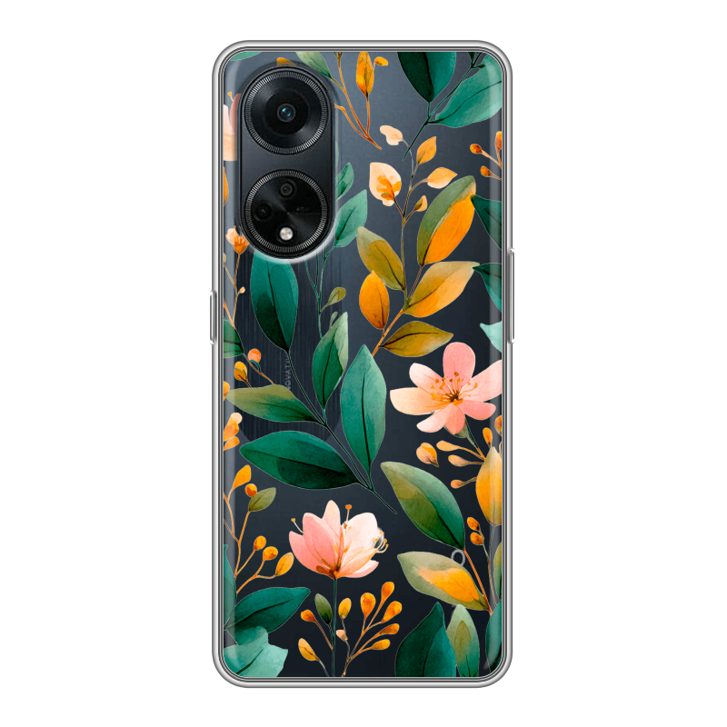 Силиконовый чехол на OPPO A98 с принтом Цветы паттерн Силиконовый чехол на OPPO A98 с принтом Цветы паттерн
