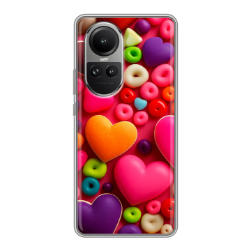 Силиконовый чехол на OPPO Reno10 с принтом Сердечки Силиконовый чехол на OPPO Reno10 с принтом Сердечки