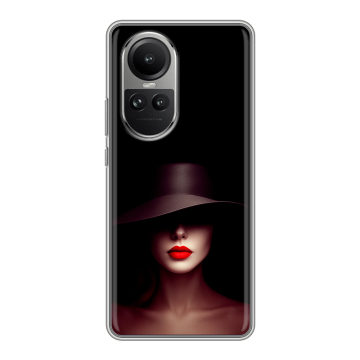 Силиконовый чехол на OPPO Reno10 с принтом Девушка в шляпе