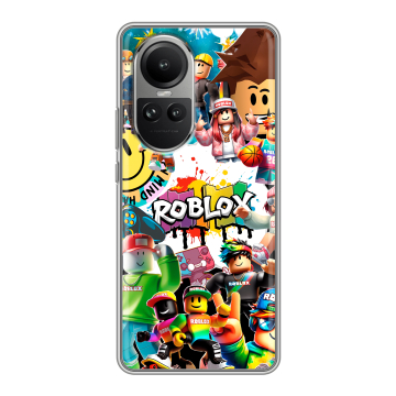 Силиконовый чехол на OPPO Reno10 с принтом Roblox Роблокс