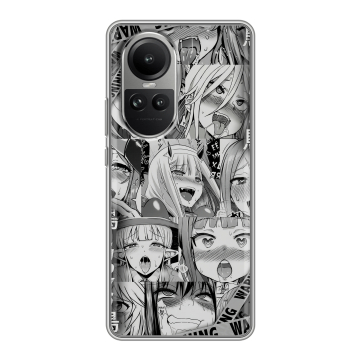 Силиконовый чехол на OPPO Reno10 с принтом Ahegao Ахегао Аниме