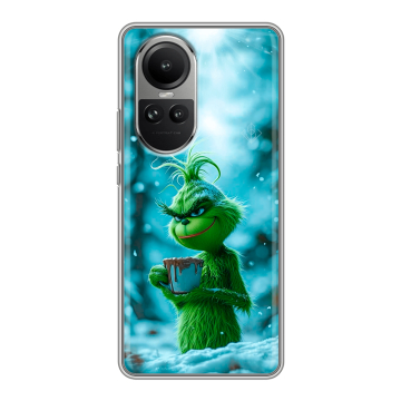 Силиконовый чехол на OPPO Reno10 с принтом Новый год гринч