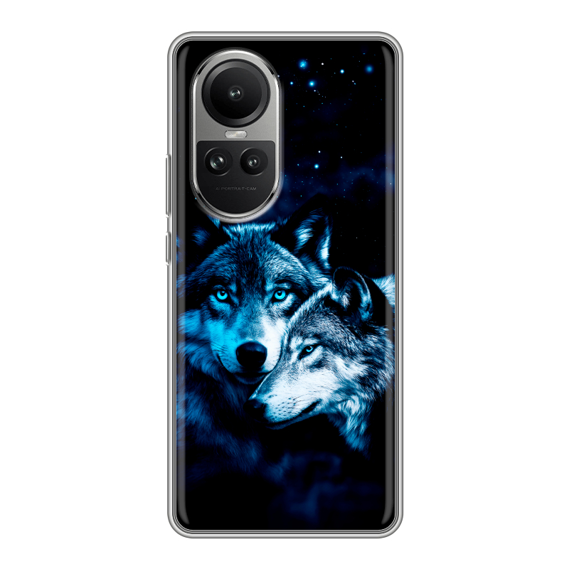 Силиконовый чехол на OPPO Reno10 с принтом Волки Силиконовый чехол на OPPO Reno10 с принтом Волки