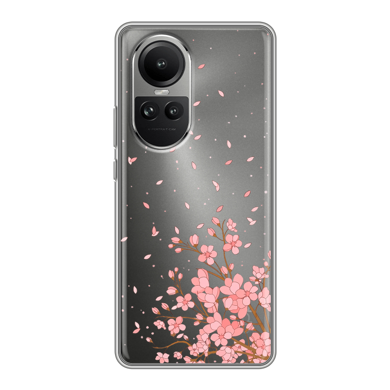 Силиконовый чехол на OPPO Reno10 с принтом Ветка сакуры Силиконовый чехол на OPPO Reno10 с принтом Ветка сакуры