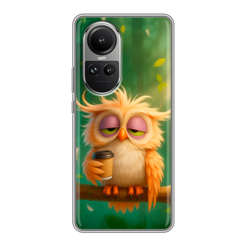 Силиконовый чехол на OPPO Reno10 с принтом сова Силиконовый чехол на OPPO Reno10 с принтом сова