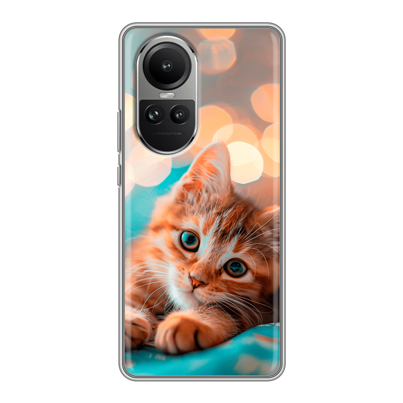Силиконовый чехол на OPPO Reno10 с принтом котик Силиконовый чехол на OPPO Reno10 с принтом котик