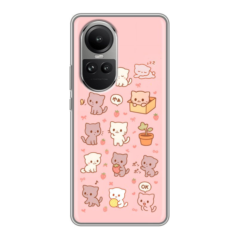 Силиконовый чехол на OPPO Reno10 с принтом Hello Kitty Хелоу Кити Силиконовый чехол на OPPO Reno10 с принтом Hello Kitty Хелоу Кити