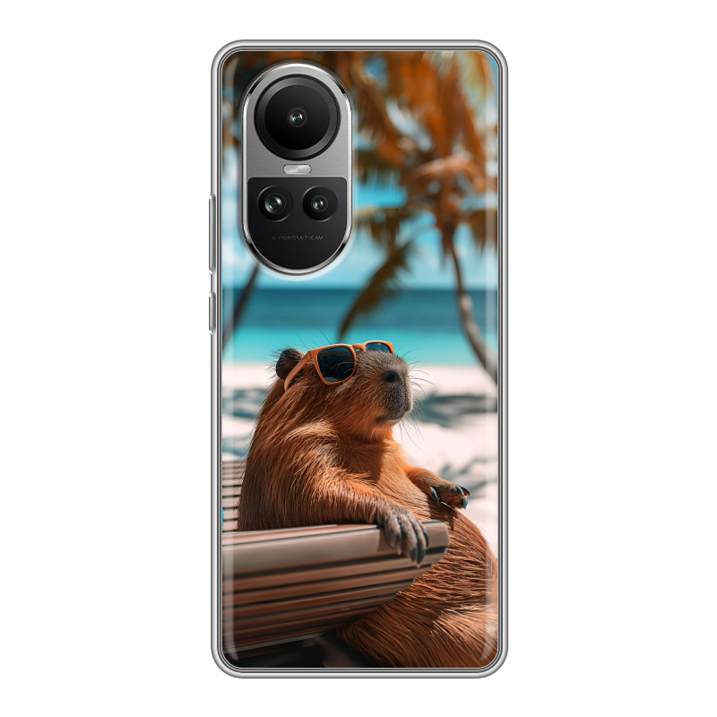 Силиконовый чехол на OPPO Reno10 с принтом Капибара Силиконовый чехол на OPPO Reno10 с принтом Капибара