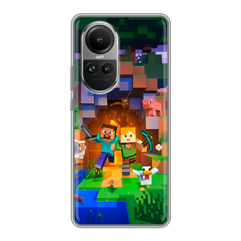 Силиконовый чехол на OPPO Reno10 с принтом Майнкрафт Minecraft Силиконовый чехол на OPPO Reno10 с принтом Майнкрафт Minecraft