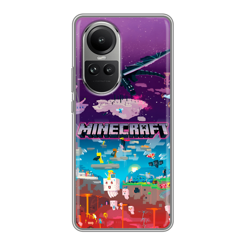 Силиконовый чехол на OPPO Reno10 с принтом Майнкрафт Minecraft Силиконовый чехол на OPPO Reno10 с принтом Майнкрафт Minecraft
