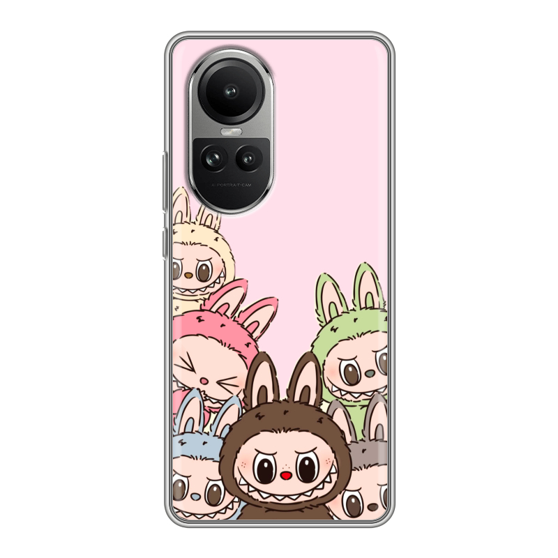 Силиконовый чехол на OPPO Reno10 с принтом Лабубу Силиконовый чехол на OPPO Reno10 с принтом Лабубу