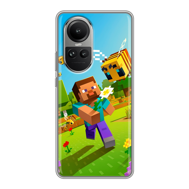 Силиконовый чехол на OPPO Reno10 с принтом Майнкрафт Minecraft Силиконовый чехол на OPPO Reno10 с принтом Майнкрафт Minecraft
