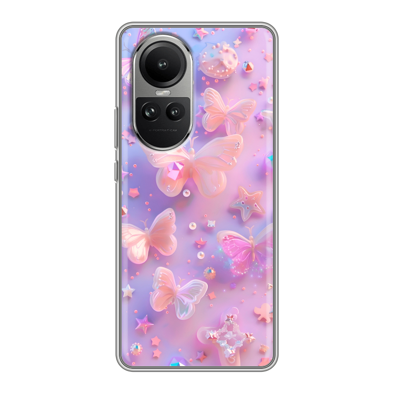Силиконовый чехол на OPPO Reno10 с принтом Бабочки Силиконовый чехол на OPPO Reno10 с принтом Бабочки