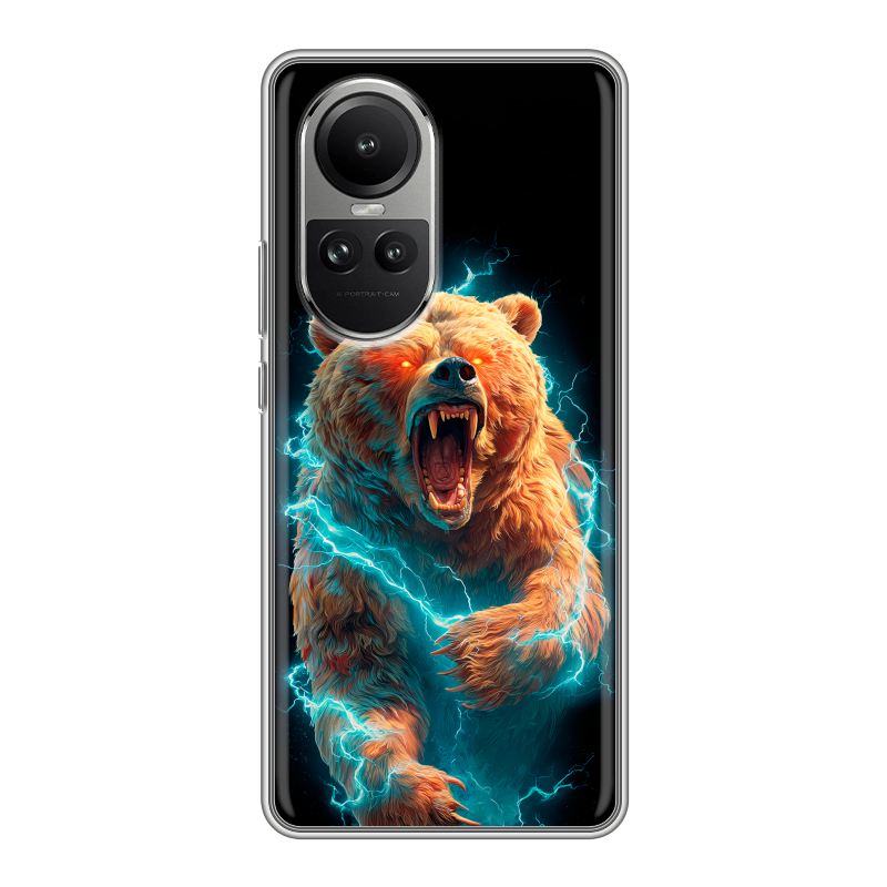 Силиконовый чехол на OPPO Reno10 с принтом Медведь Силиконовый чехол на OPPO Reno10 с принтом Медведь