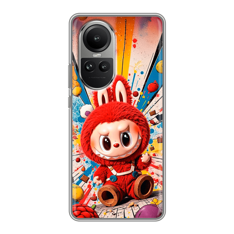 Силиконовый чехол на OPPO Reno10 с принтом Labubu Лабубу Силиконовый чехол на OPPO Reno10 с принтом Labubu Лабубу
