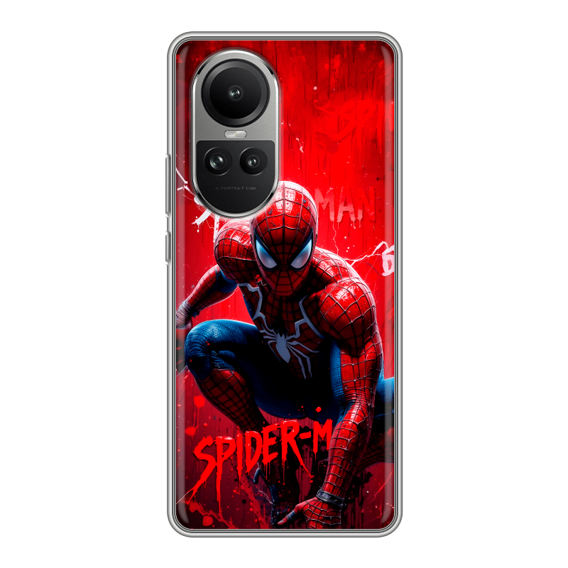 Силиконовый чехол на OPPO Reno10 с принтом Spiderman Человек паук Силиконовый чехол на OPPO Reno10 с принтом Spiderman Человек паук