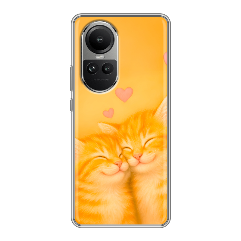 Силиконовый чехол на OPPO Reno10 с принтом Милые котята Силиконовый чехол на OPPO Reno10 с принтом Милые котята