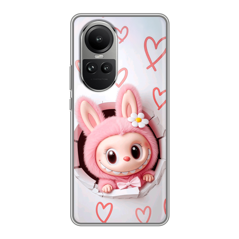 Силиконовый чехол на OPPO Reno10 с принтом Labubu Лабубу Силиконовый чехол на OPPO Reno10 с принтом Labubu Лабубу