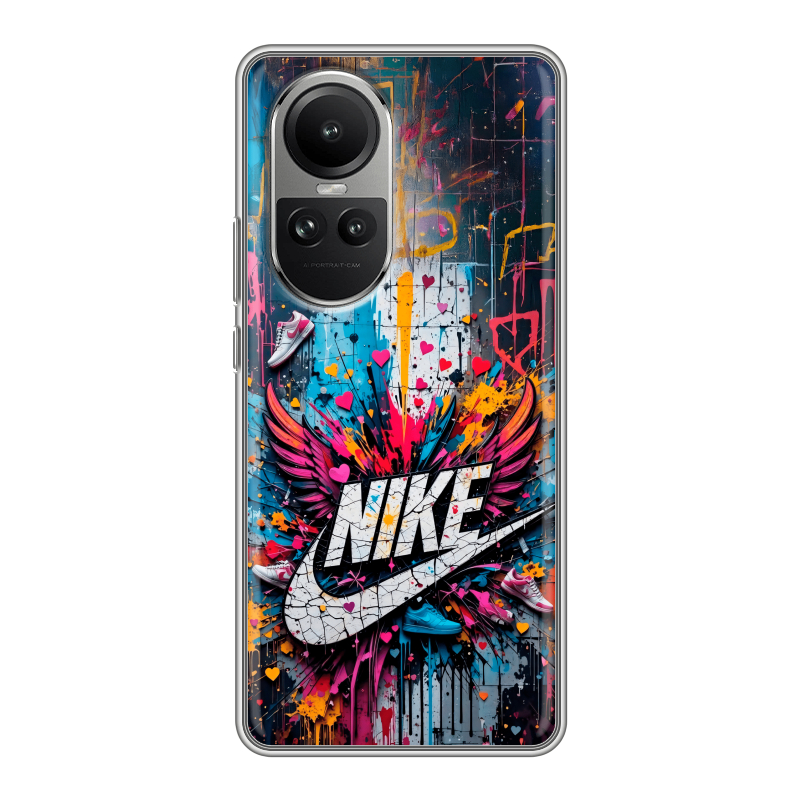 Силиконовый чехол на OPPO Reno10 с принтом Nike Найк Силиконовый чехол на OPPO Reno10 с принтом Nike Найк