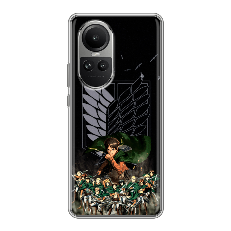 Силиконовый чехол на OPPO Reno10 с принтом Атака титанов Силиконовый чехол на OPPO Reno10 с принтом Атака титанов