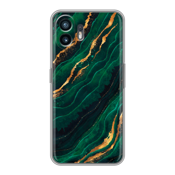 Силиконовый чехол на Nothing Phone (2) с принтом Мрамор зеленое золото Силиконовый чехол на Nothing Phone (2) с принтом Мрамор зеленое золото