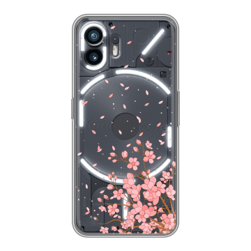 Силиконовый чехол на Nothing Phone (2) с принтом Ветка сакуры Силиконовый чехол на Nothing Phone (2) с принтом Ветка сакуры