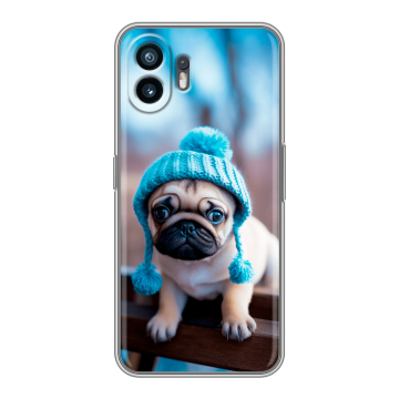 Силиконовый чехол на Nothing Phone (2) с принтом Мопс в шапке Силиконовый чехол на Nothing Phone (2) с принтом Мопс в шапке
