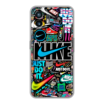 Силиконовый чехол на Nothing Phone (2) с принтом найк nike черный Силиконовый чехол на Nothing Phone (2) с принтом найк nike черный